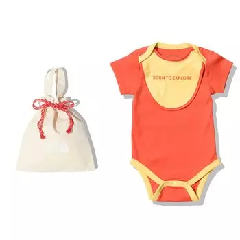 The North Face Short Sleeve Romper and Unisex Baby Baby Retro Size 80 2-Piece Bib, Bib, Gift, Orange,