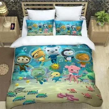 The Octonauts cartoon Bedding Sets exquisite bed supplies set duvet cover bed comforter set bedding set luxury birthday gift EU Twin(135x200cm)