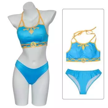 The Of Legend Zelda Princess Bikini Cosplay Anime Costume Party Halloween Outfit 2Pcs Set,M