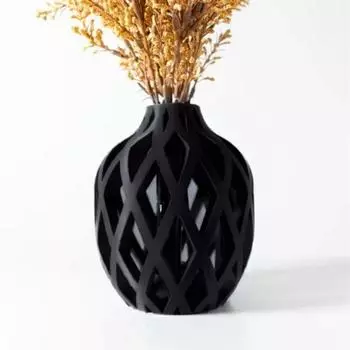 The Oyster Vase - Elegant 3D Printed Decor Eco-Friendly PLA, Perfect for Modern Interiors (Jet Black)