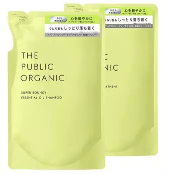 The Public Organic Shampoo Treatment Best Cosmetics Refill Set 400 мл 400 мл Amino Acid Aroma Essential Oil Hair Care Сделано в Японии [Super Bouncy] +