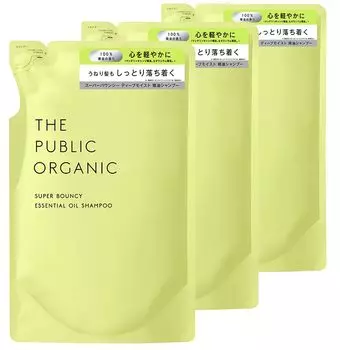 The Public Organic Super Bouncy Shampoo Refill 400 мл Amino Acid Styling Aroma Essential Oil Hair Care Сделано в Японии [Набор 3]