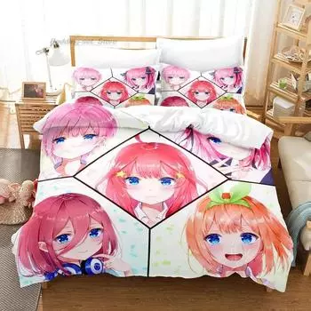 The Quintessential Quintuplets Bedding Set Single Twin Full Queen King Size Bed Set Aldult Kid Bedroom Duvetcover Sets 3D Anime 70x133cm 2pcs