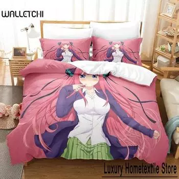 The Quintessential Quintuplets Комплект постельного белья Single Twin Full Queen King Size Комплект постельного белья Aldult Kid Bedroom Пододеяльники 3D Аниме 70x133cm 2pcs