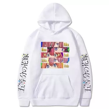 The Quintessential Quintuplets Miku Nino Ltsuki Lchika Yotsuba Толстовка Harajuku с принтом для мужчин и женщин, модные летние толстовки большого размера, мужские S чёрный