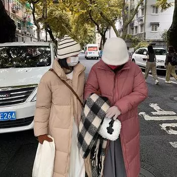 The real shot of the new girlfriend Korean version of down cotton clothes big quilt down cotton clothes women s long thickened clothes loose coat M покинуть белый