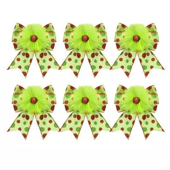 The Red And Green Christmas Bow Christmas Tree Is Decorated With A Lime Green Wreath, A Velvet Bow, And A Tree Top Ribbon. One Size