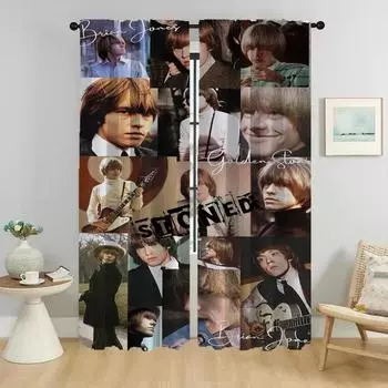 The Rollings Stones Elegant Room Curtains for Living Room Partition Window Curtain Tulle for Bedroom Shades Halloween Decoration W50xH70cmx2pcs-CL