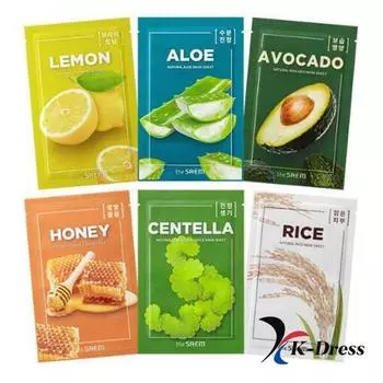 The Saem Natural тканевая маска, 10 шт. (1 КОРОБКА) 6 типов ALOE x 10 Sheet