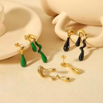 The same personalized simple design 18K gold stainless steel irregular earrings high-end earrings women