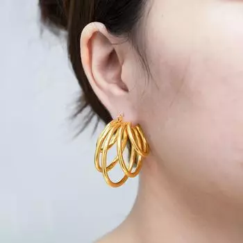 The Same Stud Earrings Are Irregularly Overlapping, Multi-layer Earrings, High-grade Temperament Versatile Earrings, Stainless Steel Jewelry. 18K золотой