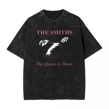 The Smiths The Queen Is Dead T Shirts Hip Hop Washed Oversize T-Shirt Vintage for Women Unisex Tops Streetwear Printed Tee Shirt L чёрный