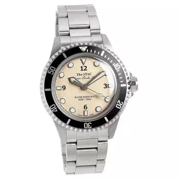 [The Stack] Часы STAC, сделанные в Японии, классические, для дайвинга, слоновая кость, часы Sweep Second, 38 мм, классические, для дайвинга, 200, для мужчин и женщин