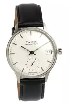 [The Stack] Японские часы STAC Authentic Round Classic для мужчин и женщин (Бар x Серебристо-черный)