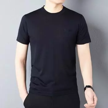 The Unit распространяет летний шерстяной свитер Security, темно-синюю шерстяную футболку с круглым вырезом и короткими рукавами для мужчин XXS