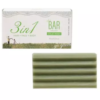 TheBAR 3in1 Твердое очищающее мыло Твердый шампунь для всего тела Мытье лица Гладкое 5 Увлажняющее твердое мыло Цветочный цитрусовый аромат Сделано в Японии