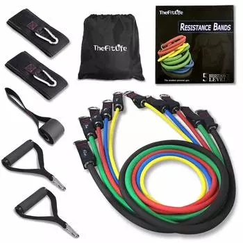 TheFitLife Training Muscle Training Tube Tube, Tube, Training, (Medium Yellow/Tenshi Blue/Red/Medium Green/Ink Blue)