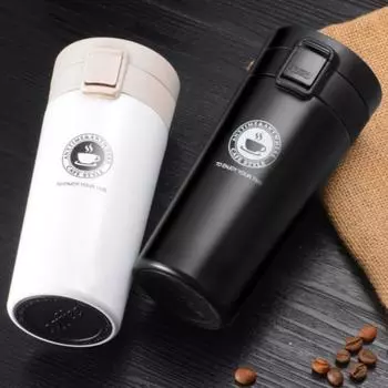 Thermal Mug Double Wall 304 Stainless Steel Coffee Cup Tea Vacuum Flask Thermos Water Bottle Leak-proof Thermos Mug Coffee 500ml чёрный