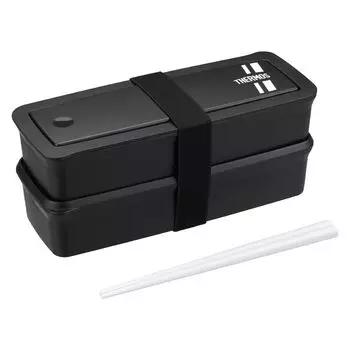 Thermos Bento Box 2 Tier Fresh Lunch Box with Hashi 980ml Black Silver BKSL DJS-981W