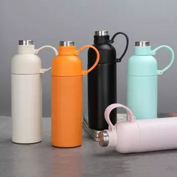 Thermos Cup Ladies High Appearance Level Student Compact Stainless Steel Delicate Portable Water Cup Straw Cup 500ml