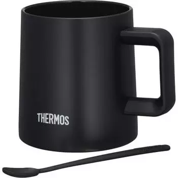 Thermos Vacuum Insulated Mug, 350ml, Black, Dishwasher Safe, Ceramic Processed Inside to Prevent Dirt, Coffee Cup with Stirrer JDZ-350 BK