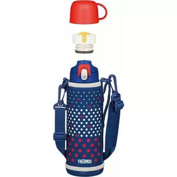 Thermos Water Bottle Vacuum Insulated 2-Way Bottle 1.0L/1.03L Navy Dot FJJ-1000WF NVD