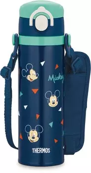 Thermos Water Bottle Vacuum Insulated Kids Mobile Mug Mickey Navy for Children Going to Kindergarten or School NVY 0.5L JOI-500DS