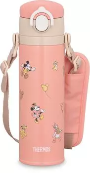 Thermos Water Bottle Vacuum Insulated Kids Mobile Mug 500ml Minnie Pop Pink Removable Strap Comes with Shoulder Pads for Children POP JOI-501DS