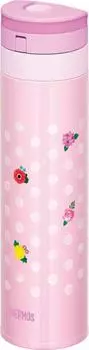 THERMOS Water Bottle Vacuum Insulated Mobile Mug Open 450ml Flower Pink [One-Touch Type] JNS-450G F-P розовый