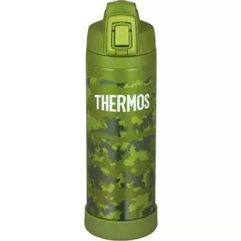 Thermos Water Bottle Vacuum Insulated Sports Bottle with Strap 1L Khaki Camouflage Cold Storage Only FJI-1001 KK-C