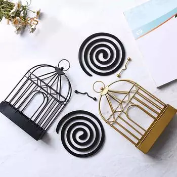 THG Nordic Style Металлический держатель для спирали от комаров Птичья клетка Подставка для благовоний Украшение для дома чёрный