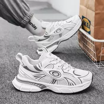 Thick AndComfortable Versatile Sports Shoes 2024 New Mesh Breathable Shoes Men s Sports Running Leisure Fitness Vulcanized Shoes 39 белый