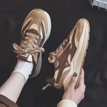 Thick baseplate shoes 2025 new spring soft sole trend shoes sports fashion white shoes versatile casual foreign trade women s shoes 36 хаки