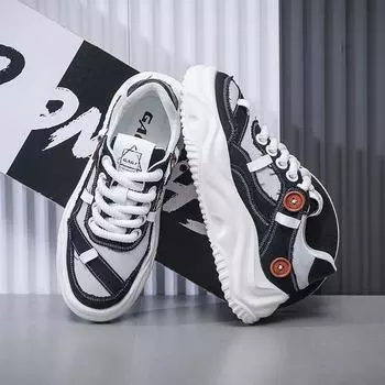 Thick baseplate shoes men s 2025 summer new handmade designer trendy casual cloth shoes color matching versatile breathable men s shoes 38