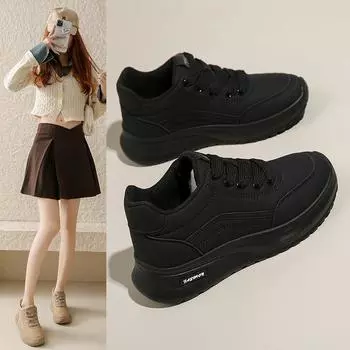 Thick baseplate shoes women s 2024 autumn new breathable soft-soled student little white shoes large size casual versatile bread shoes women 35