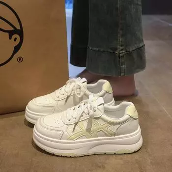 Thick baseplate shoes women s autumn new casual versatile lightweight sports muffin bottom breathable little white shoes 35