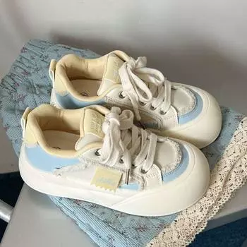 Thick baseplate shoes women s new spring niche versatile height increase ugly cute big head bread shoes casual little white shoes 35