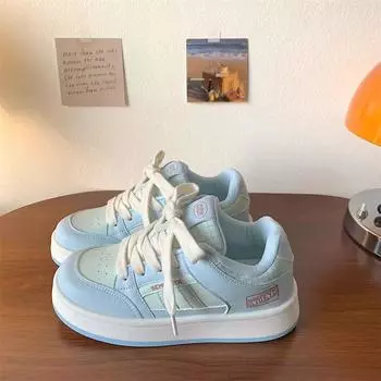 Thick baseplate shoes women s sports spring new heightening niche design bread shoes student breathable casual white shoes 35