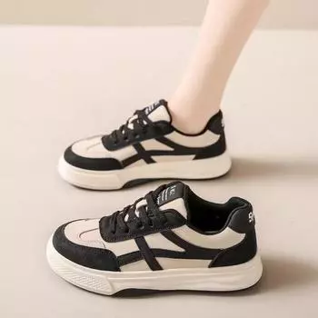 Thick baseplate shoes women s spring and autumn new women s shoes versatile student white shoes casual retro sports casual shoes 35