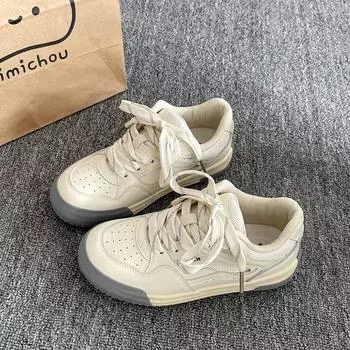 Thick baseplate shoes women s super fire little white shoes ins tide 2025 new autumn niche versatile sports casual bread shoes 35 серебряный