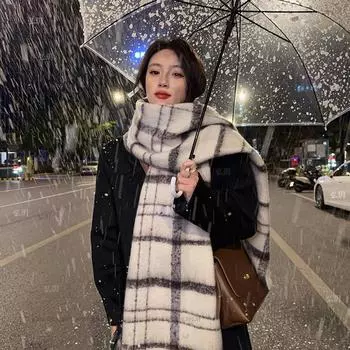 Толстый плед с принтом в клетку шарф женский зимний кашемировый теплый дизайн пашминовые шали женские накидки палантины женские буфанды 40x200cm