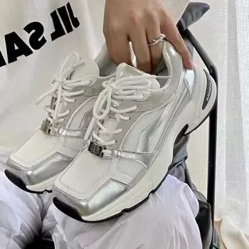 Толстые повседневные женские кроссовки из сетчатой ткани с дышащей отделкой 2024 года, новая модная простая универсальная обувь для женщин, осенняя пора 35