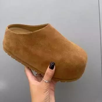 Thick bottom heightening matte big head one pedal small bag head half slippers women wear autumn new models 35