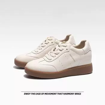 Кроссовки для тренировок с толстым дном и внутренней высотой, женские спортивные повседневные туфли небольшого размера белого цвета, кроссовки для сноуборда 34 бежевый