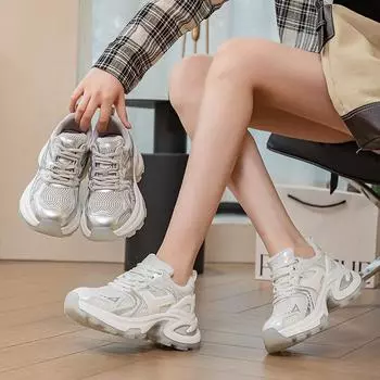 Thick bottom pops shoes women breathable lightweight breathable sports casual shoes 35 белый