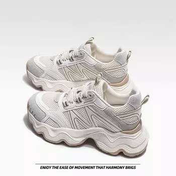 Thick bottom pops shoes women s breathable white shoes casual sneakers 34 серый