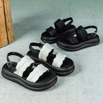 Сандалии с толстой подошвой Римская мягкая повседневная обувь 35 белый