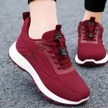 Толстая подошва кроссовки повседневные дышащие женские вулканизированные кроссовки для ходьбы на открытом воздухе 36 красный