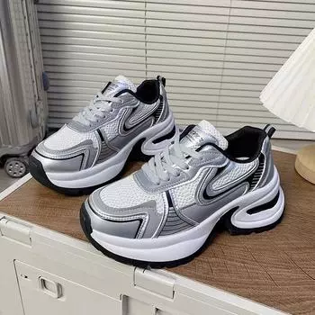 Толстые кроссовки осень-зима новые кожаные повседневные туфли Pops женские роскошные 35