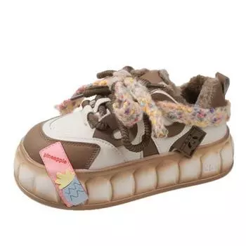 Толстая подошва бисквитного торта Новые трендовые цветные туфли кроссовки студенческие корейские универсальные туфли на плоской подошве женские эстетичные кавайные кроссовки 35